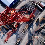 flight view crane construction site